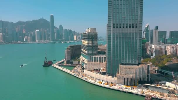 Hong Kong Maja 2018 Widok Lotu Ptaka Victoria Bay Słoneczny — Wideo stockowe