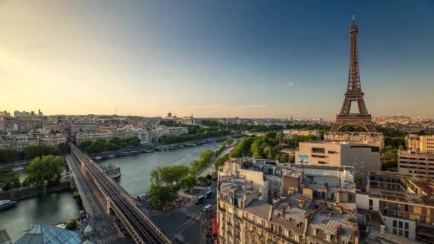 Paryż Francja Czerwca 2018 Wieża Eiffla Dnia Timelapse Szybki Ruch — Wideo stockowe