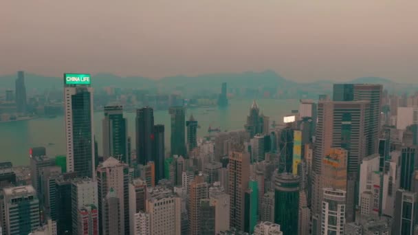 Hong Kong May 2018 Aerial View Sunset Victoria Peak Victoria — Stock Video