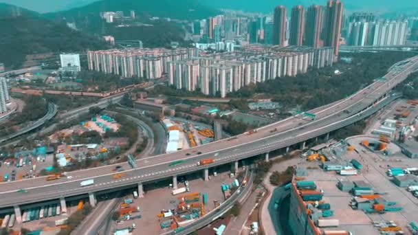 Hong Kong - 1. května 2018: Letecký pohled na moderní přístavní kontejnerového terminálu. Import a export, obchodní logistika. — Stock video