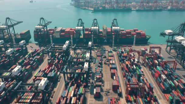 HONG KONG - 1 MAGGIO 2018: Veduta aerea di un moderno porto container terminal. Importazione ed esportazione, logistica aziendale . — Video Stock