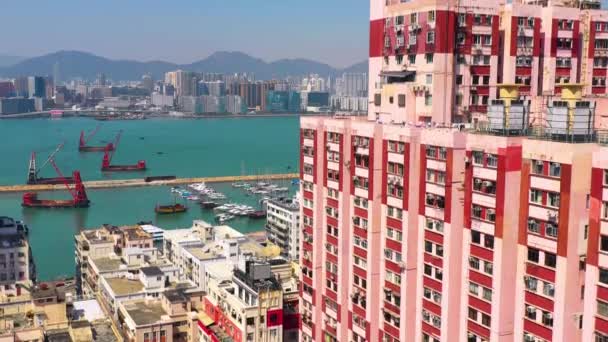 Hong Kong May 2018 Aerial View Causeway Bay District Victoria — Stock Video