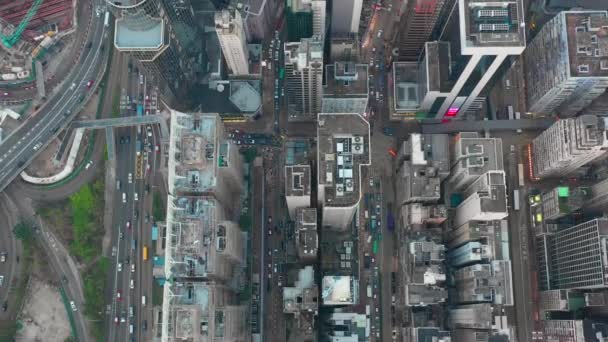 HONG KONG - MAY 2018: Aerial look-down view of Causeway Bay district, residential and office buildings and skyscrapers. — Stock Video