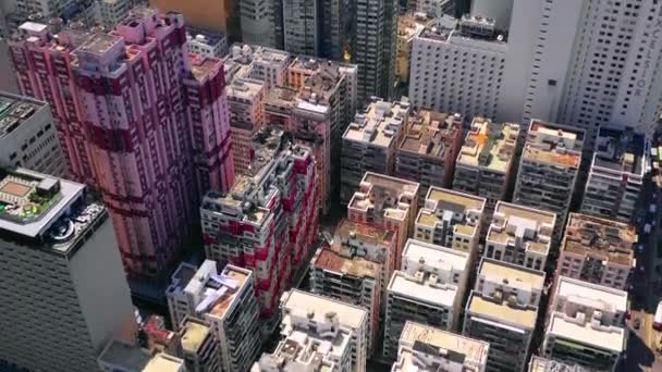 2018年 ビクトリア ハーバー ダウンタウンでの住宅およびビジネス建物や高層ビル街に銅鑼湾地区の航空写真 — ストック動画