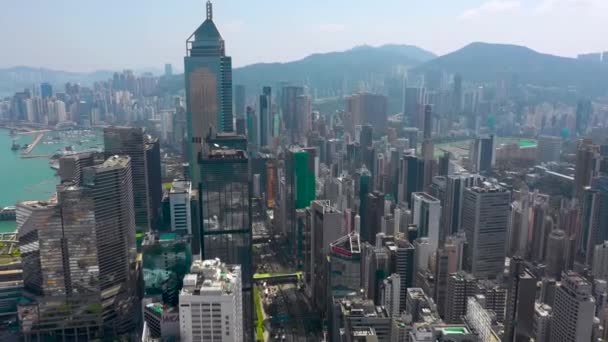 Hong Kong 2018 Május Légifelvételek Causeway Bay Negyed Victoria Harbour — Stock videók