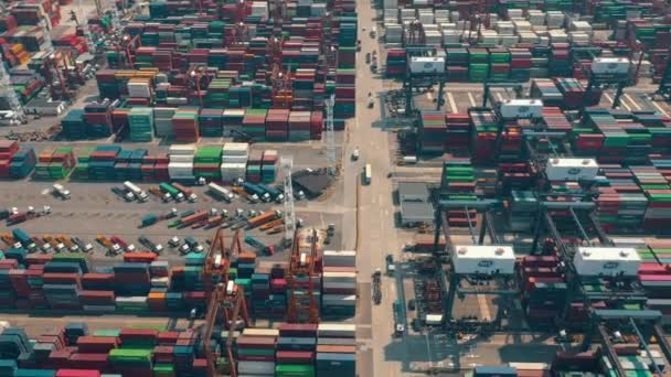 Hong Kong May 2018 Aerial View Modern Port Container Terminal — Stock Video