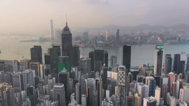 Hong Kong 2018 Május Légifelvételek Causeway Bay Negyed Victoria Harbour — Stock videók