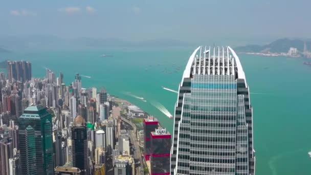 Hong Kong May 2018 Aerial View Victoria Harbour Residential Office — Stock Video