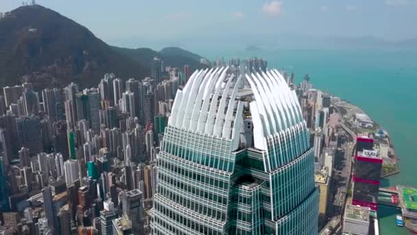 Hong Kong Maja 2018 Widok Lotu Ptaka Victoria Harbour Mieszkalnych — Wideo stockowe