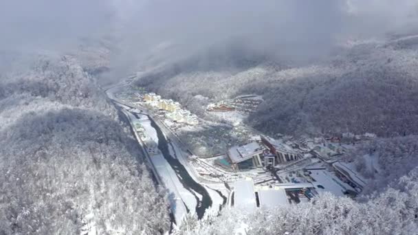 Vue Aérienne Station Ski Gorky Gorod Dans Les Montagnes Caucase — Video