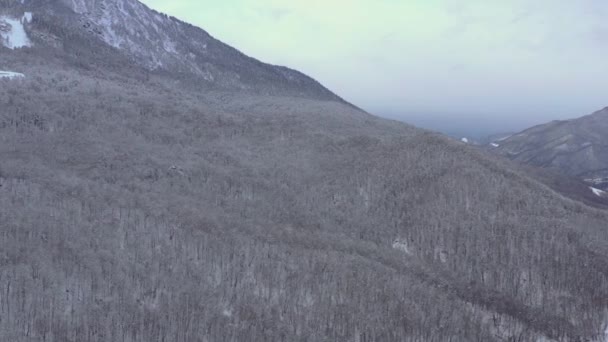 ゴーリキー キタイガロド スキーやスノーボードでコーカサス山脈の空中景観は ロシア後リゾートします で撮影ドローン — ストック動画