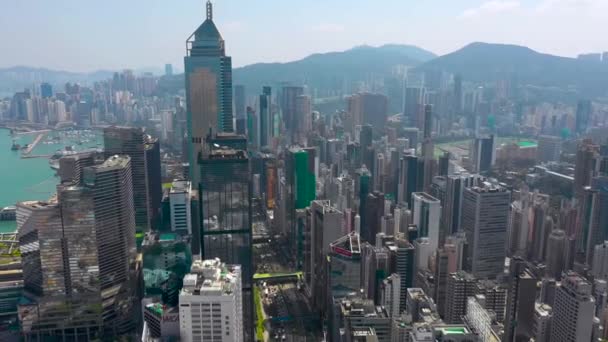 Гонконг 2018 Травня Пташиного Польоту Міста Житлових Офісних Будівель Хмарочосів — стокове відео