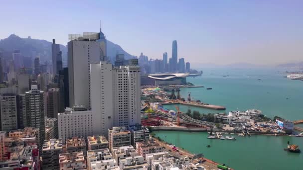 Hong Kong May 2018 Aerial View Causeway Bay District Victoria — Stock Video