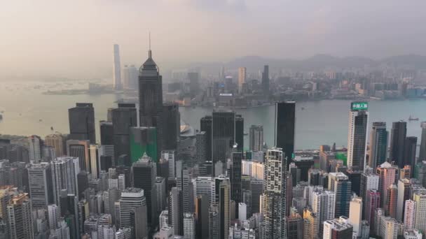 Hong Kong May 2018 Aerial View Sunset Victoria Peak Victoria — Stock Video