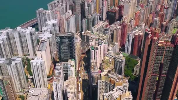 Hongkong Mai 2018 Luftaufnahme Des Causeway Bay District Viktoria Harbour — Stockvideo
