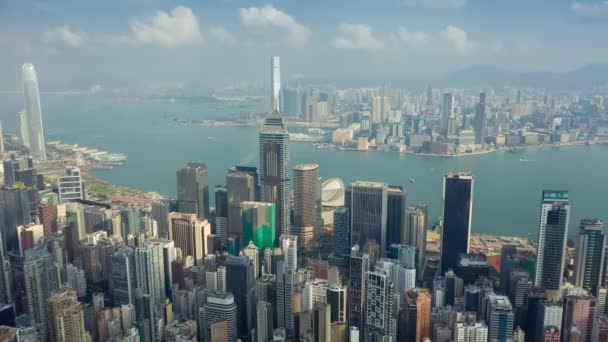Hong Kong Mayıs 2018 Havadan Görünümü Victoria Limanı Konut Ofis — Stok video