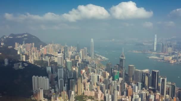 Гонконг 2018 Травня Пташиного Польоту Гавань Вікторія Житлових Офісних Будівель — стокове відео