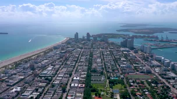 Miami Florida Usa Januari 2019 Antenn Drönare Panorama Flygning Över — Stockvideo