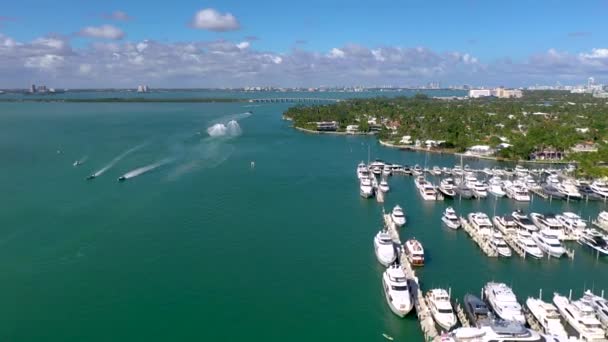 Miami Florida Usa Gennaio 2019 Volo Panoramico Con Drone Aereo — Video Stock