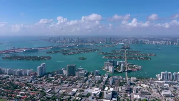 Miami Florida Amerika Serikat January 2019 Penerbangan Panorama Drone Udara — Stok Video