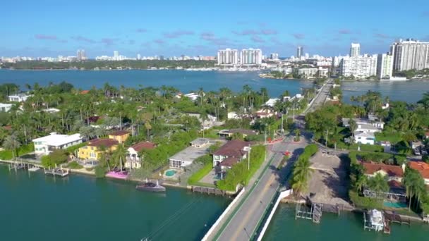 Miami Florida Usa Gennaio 2019 Volo Panoramico Con Drone Aereo — Video Stock