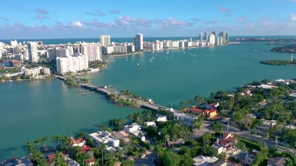 Miami Florida Enero 2019 Vuelo Panorámico Aviones Tripulados Sobre Sur — Vídeos de Stock