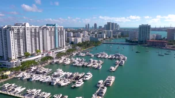 Miami Florida Enero 2019 Vuelo Panorámico Aviones Tripulados Sobre Sur — Vídeos de Stock