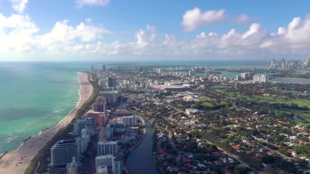 Miami Florida Verenigde Staten Januari 2019 Luchtfoto Drone Panorama Uitzicht — Stockvideo