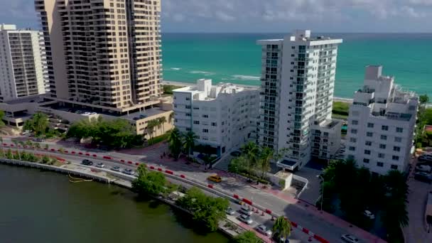 Miami Florida Enero 2019 Vuelo Panorámico Aviones Tripulados Sobre Sur — Vídeos de Stock