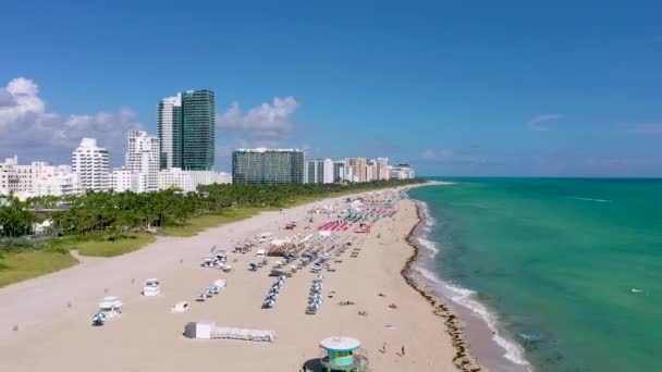 Miami Florida Usa Gennaio 2019 Volo Panoramico Con Drone Aereo — Video Stock