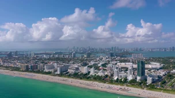 Miami Florida Enero 2019 Vuelo Panorámico Aviones Tripulados Sobre Sur — Vídeo de stock