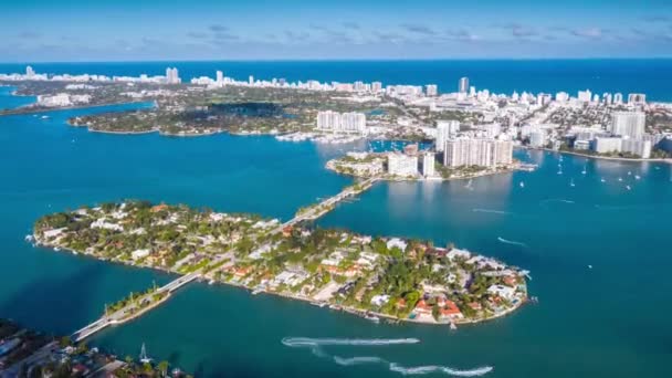 Miami Florida Usa Gennaio 2019 Volo Panoramico Con Drone Aereo — Video Stock