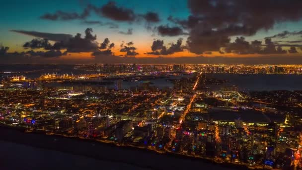 Miami Florida Eua Janeiro 2019 Vôo Panorâmico Drones Aéreos Sobre — Vídeo de Stock