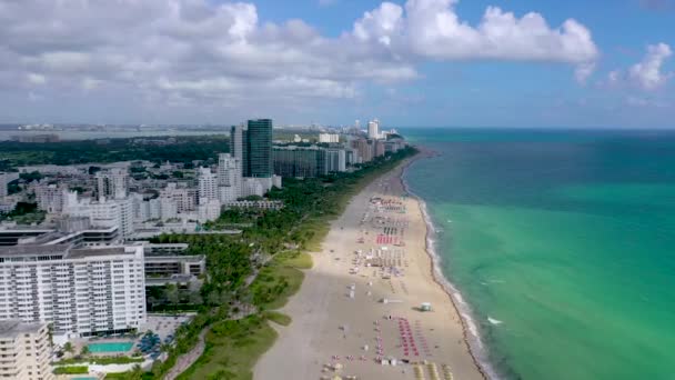 Miami Florida Enero 2019 Vuelo Panorámico Aviones Tripulados Sobre Sur — Vídeos de Stock