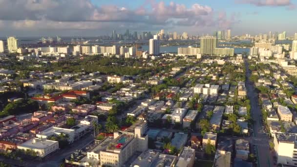 Miami Florida Eua Janeiro 2019 Vôo Panorâmico Drones Aéreos Sobre — Vídeo de Stock