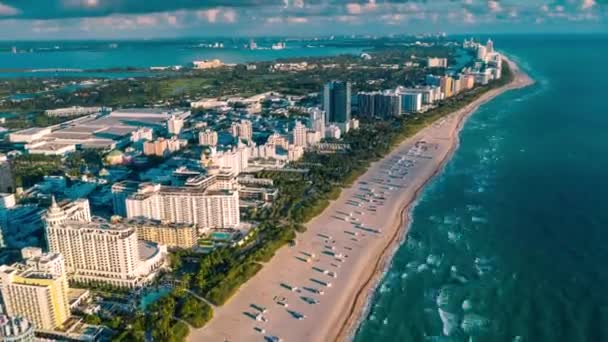 Miami Florida Usa Gennaio 2019 Volo Panoramico Con Drone Aereo — Video Stock