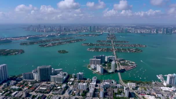 Miami Florida Usa January 2019 Aerial Drone Panorama View Flight — Stock Video