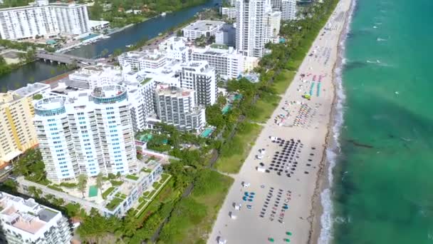 Miami Florida Usa Gennaio 2019 Volo Panoramico Con Drone Aereo — Video Stock