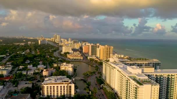 Miami Florida Enero 2019 Vuelo Panorámico Aviones Tripulados Sobre Sur — Vídeos de Stock