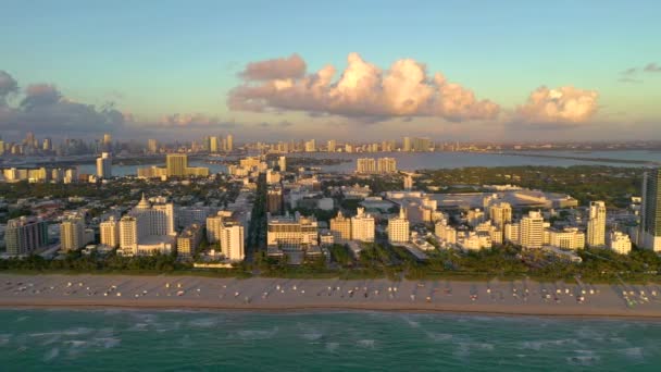 Miami Florida Enero 2019 Vuelo Panorámico Aviones Tripulados Sobre Sur — Vídeos de Stock