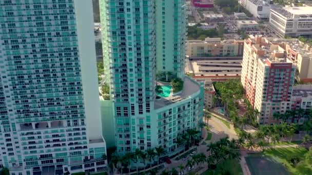 Miami Florida Verenigde Staten Januari 2019 Luchtfoto Drone Panorama Bekijk — Stockvideo