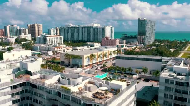 Miami Florida Enero 2019 Vuelo Panorámico Aviones Tripulados Sobre Centro — Vídeos de Stock