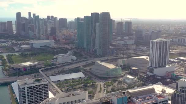 Vista Aérea Edificios Miami Durante Puesta Del Sol — Vídeo de stock