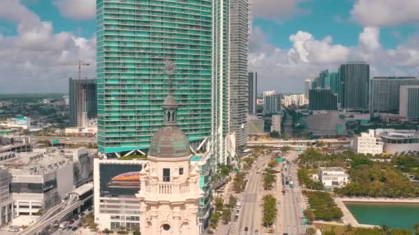 Miami Florida Verenigde Staten Mei 2019 Aerial Drone Bekijk Vlucht — Stockvideo