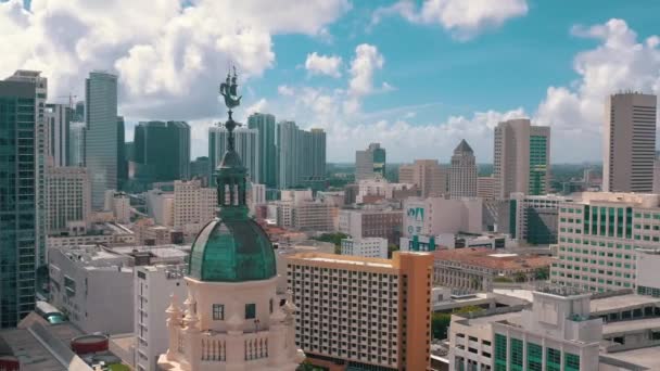 Miami Florida Verenigde Staten Mei 2019 Aerial Drone Bekijk Vlucht — Stockvideo