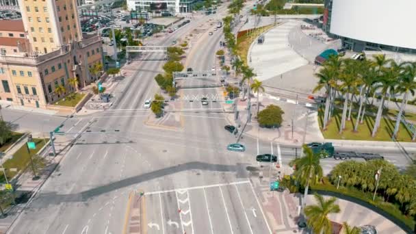 Miami Florida Eua Janeiro 2019 Panorama Aéreo Panorâmico Sobre Centro — Vídeo de Stock