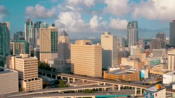 Miami Florida Enero 2019 Vuelo Panorámico Aviones Tripulados Sobre Centro — Vídeos de Stock