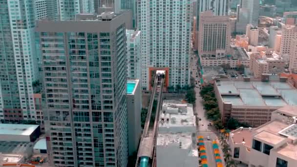 Miami Florida Enero 2019 Vuelo Panorámico Aviones Tripulados Sobre Centro — Vídeo de stock