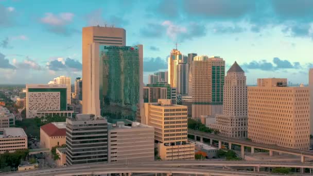 Miami Florida Eua Janeiro 2019 Panorama Aéreo Panorâmico Sobre Centro — Vídeo de Stock