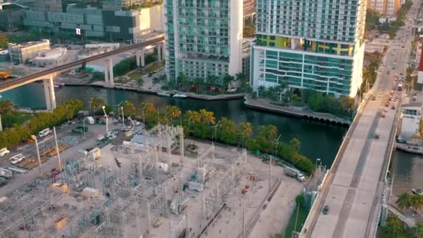 Miami Florida Eua Janeiro 2019 Panorama Aéreo Panorâmico Sobre Centro — Vídeo de Stock